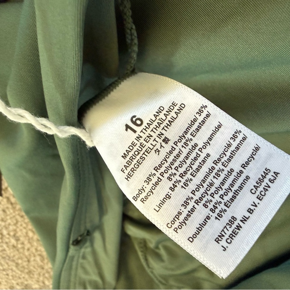 J Crew Gemma bandeau one piece swimsuit Classic Sculpt Green bathing suit 16 new - Picture 10 of 13